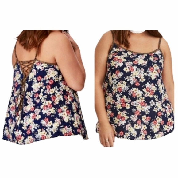 Torrid | Challis Lace Up Back Top - Picture 1 of 8